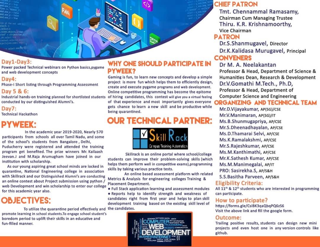 componec's tweet photo. Pyweek-A PyGame/Web Developer Contest for +12 &amp; +11 Students. 
For Details Refer Poster or Contact:
Ms.S.Sasirekha AP/S&amp;H - 9486486281
Ms.M.Kanthimathi AP/CSE - 8754172042
Mr.S.Infant Anto Edin IV Year / CSE - 8428348937
Ms.S.M.Jeya Ramani IV Year / CSE -  9361573211 https://t.co/WwIDV36UPx