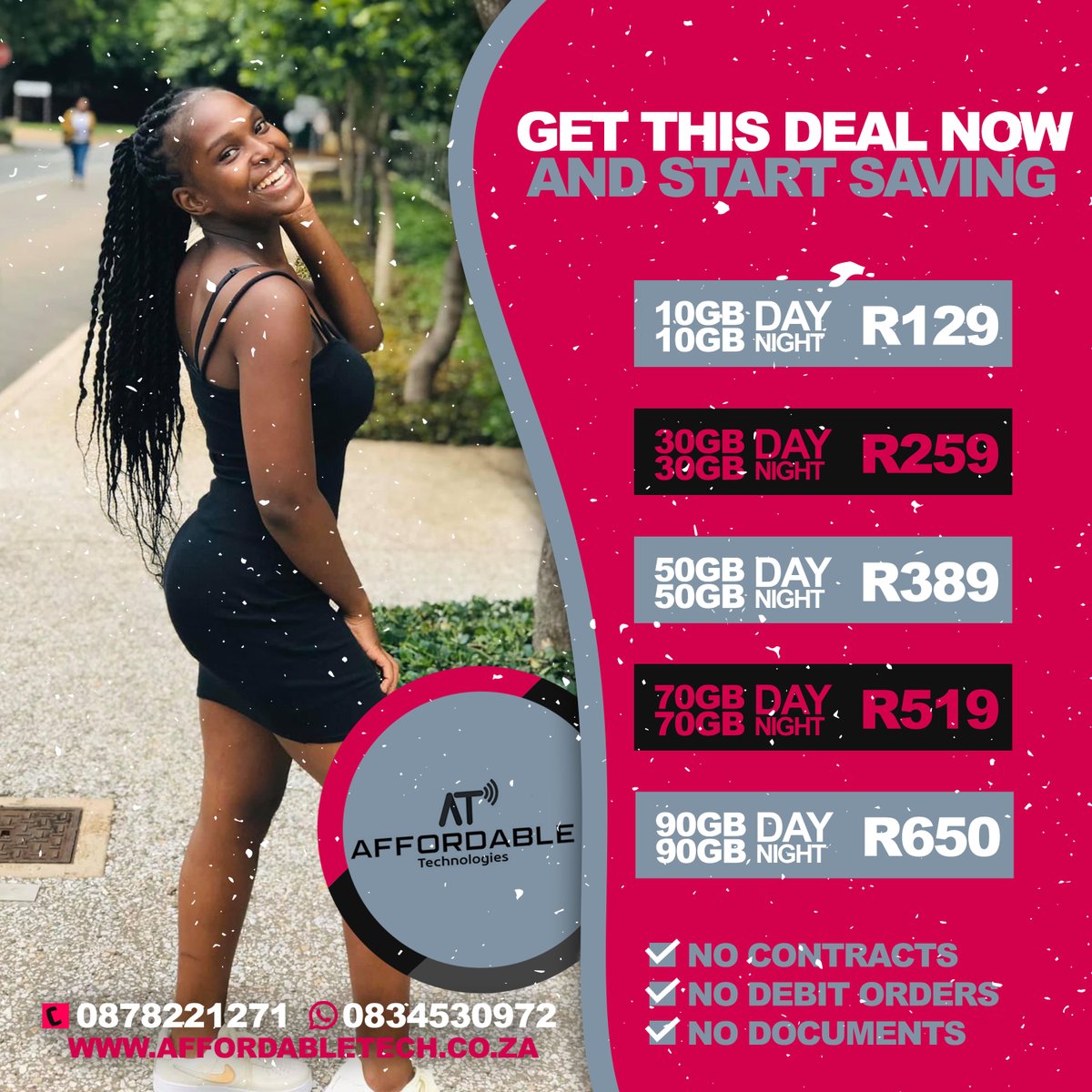 AffordableTech5's tweet photo. BEST AFFORDABLE DATA BUNDLES!
No contracts!! No Debit Orders!! No Documents Required!!
WhatsApp : 0834530972 Office line : 0878221271
You can also shop online on: https://t.co/Fbb9pfsHuB
#AT https://t.co/R9Qk8RrYf7