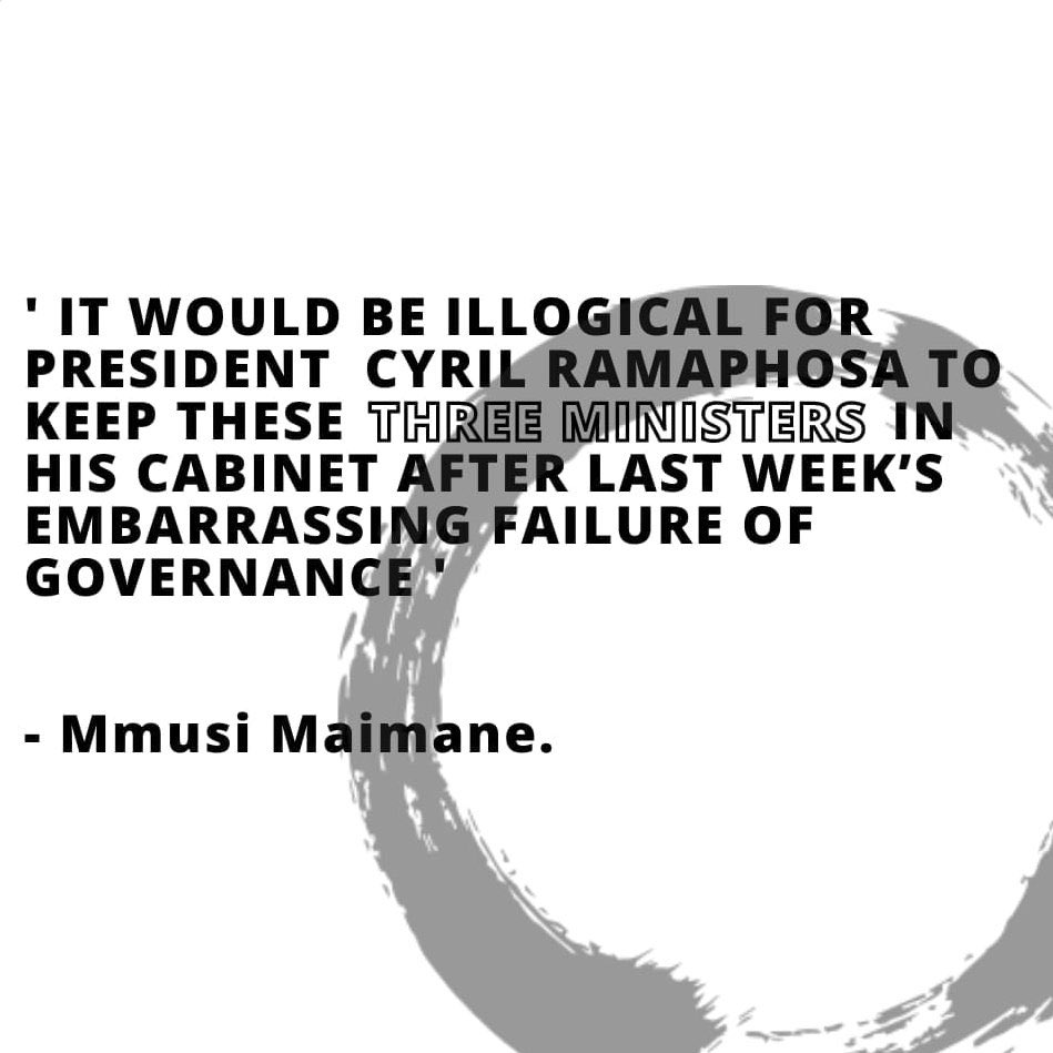 MmusiMaimane's tweet photo. We don’t need the same faces failing in different places. #CabinetReshuffle https://t.co/DLXDtvYhmR