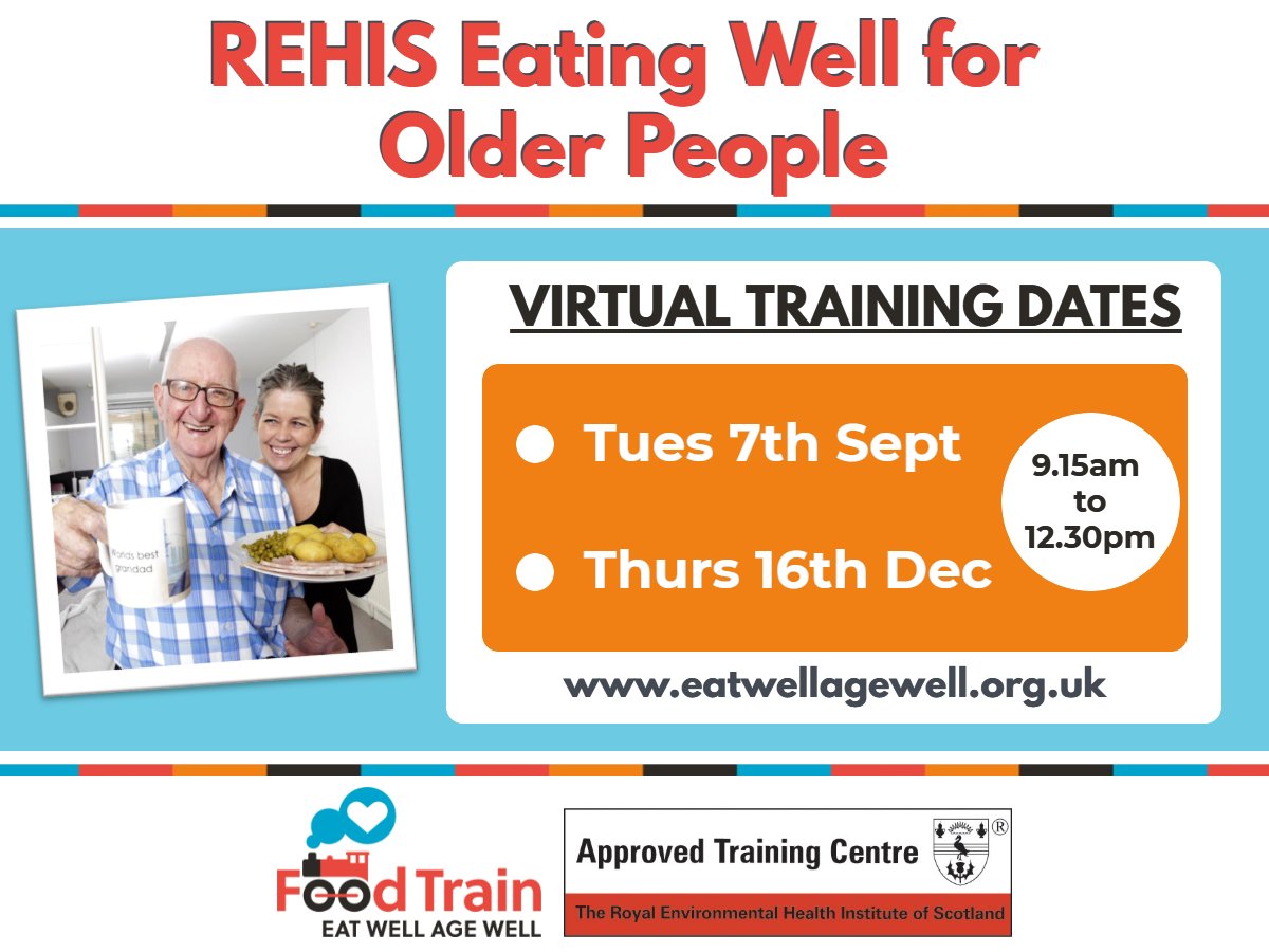 EatWellScot's tweet photo. The @REHISScotland Eating Well for Older People course is suitable for anyone working with older people in the community or for older people themselves.

Learn more about more the importance of good nutrition in later life!

BOOK HERE: https://t.co/IanBVjCyaQ https://t.co/GguOHUyBd2
