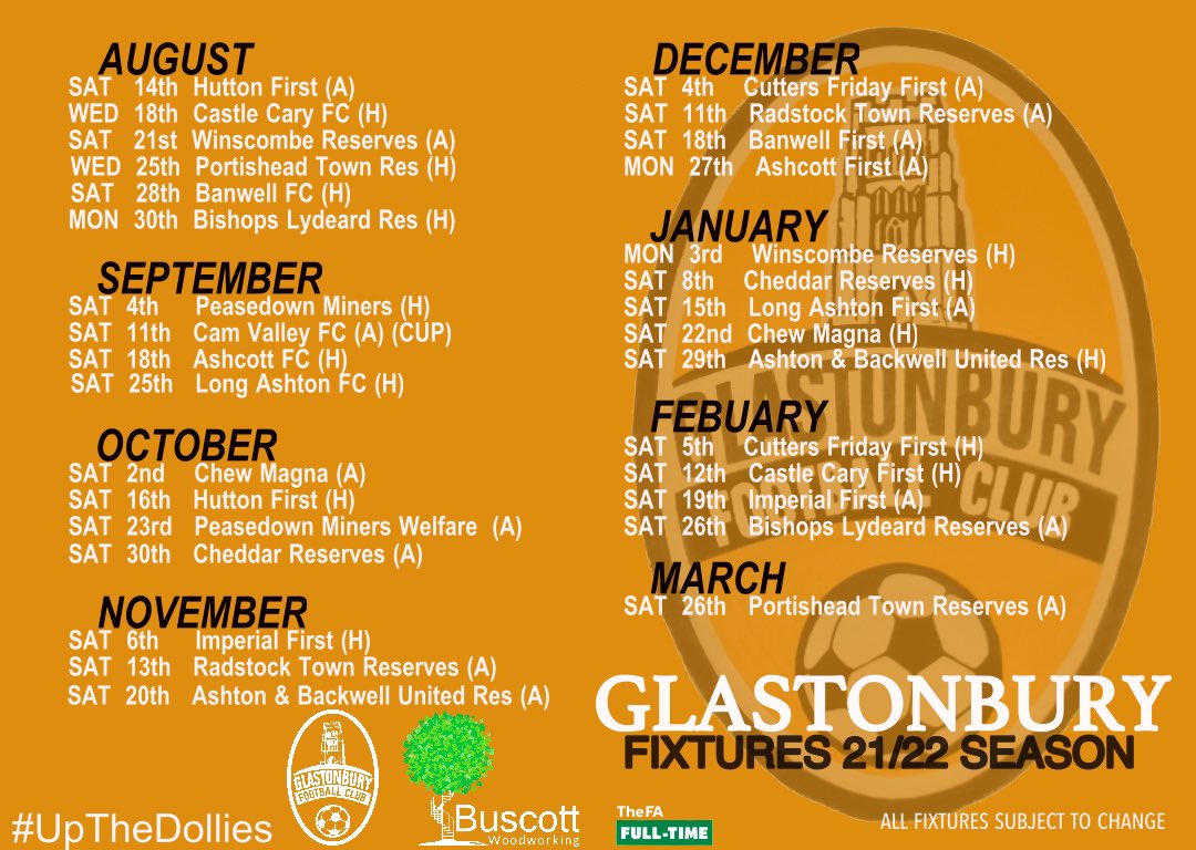First Teams fixture list 21/22🗓

— fixtures subject to change