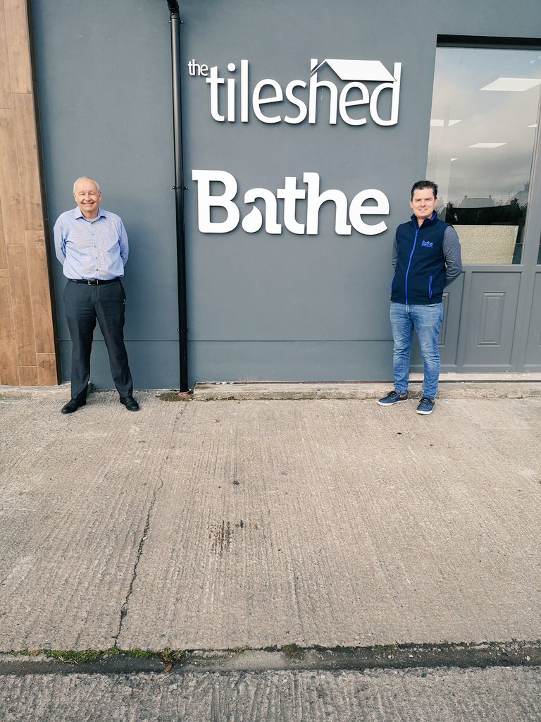 com_bath's tweet image. Mike with Colm at Bathe NI in Belfast. It's great to be here at last 🙌