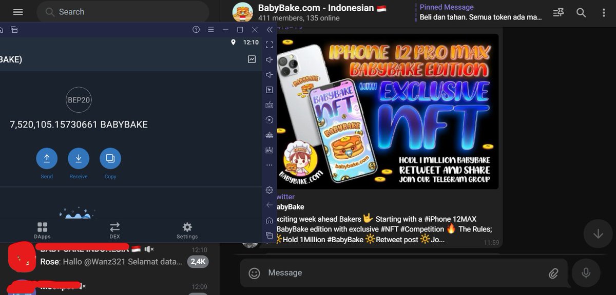 FarizLazuardi2's tweet photo. @RealBabyBake @TheLondonCrypto @1goonrich @ZachBoychuk @PancakeSwap never lucky to get anygiveaway, but hopefully with holding babybake will make difference, #BabyBake https://t.co/wrMZAm27aH
