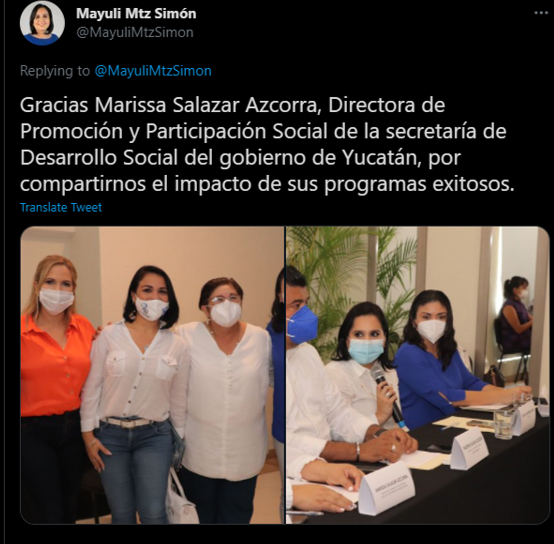 lachayadice's tweet photo. Panistas torpes, se hunden mas, con cada acción.
En esta ocasión #Mayuli trae de #yucatan, a funcionaria de @MauVila para enseñar a presidentes electos, que es el EXITO de programas de gobierno. Punto para Yucatán.  @CarlosJoaquin el fracasado de la historia. https://t.co/EcgZWpYRAD