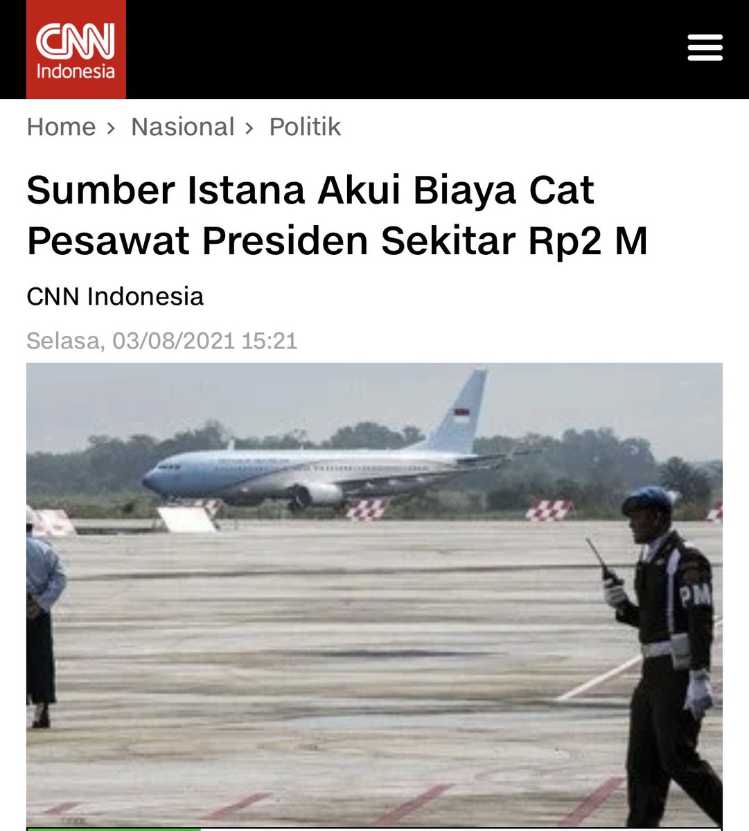 kamto_adi's tweet photo. 1. Pengecatan pswt kepresidenan bersamaan dg jadwal Check-D (pemeliharaan 4 tahun), shg pas waktunya, dan suatu keharusan utk cegah korosi.

2. Biaya 2M itu untuk 4 pswt &amp; heli (cmiiw).

3. Kalau mau banding-bandingin, ada biaya yg jauh lebih besar kemudian akan dibongkar lagi. https://t.co/AyoishMS12