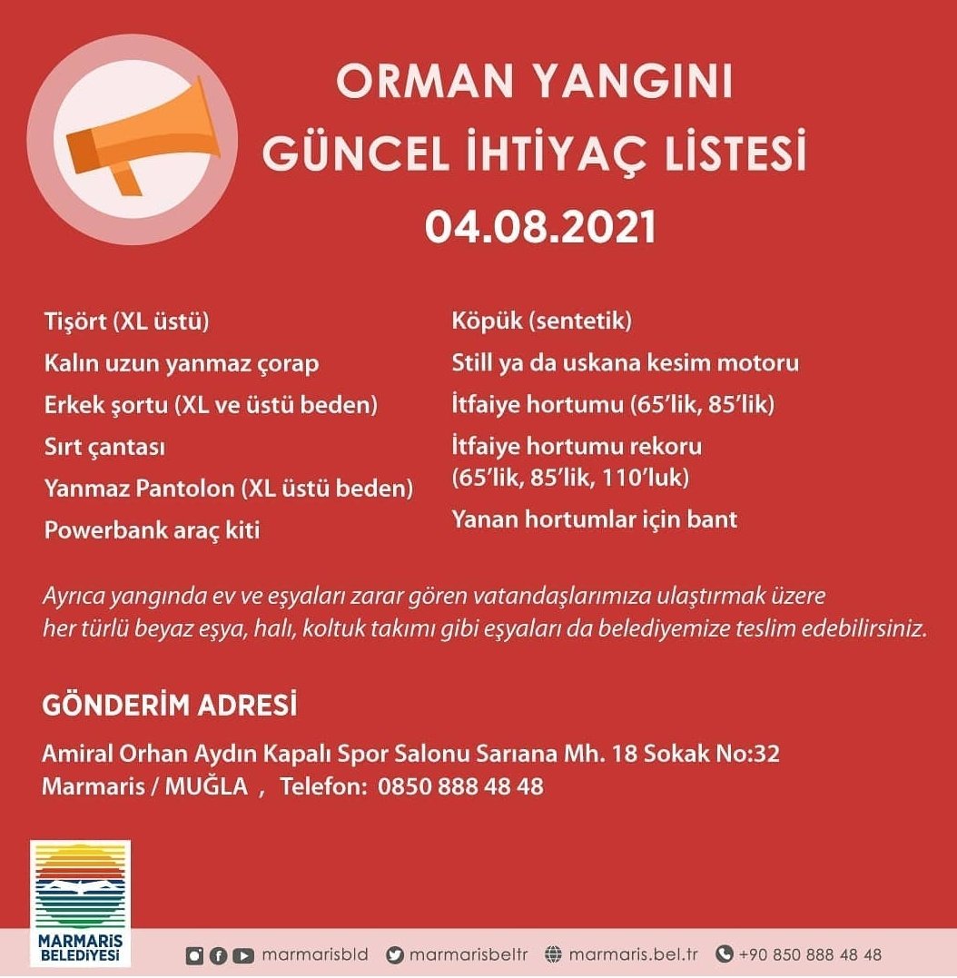 dincerguner's tweet photo. Marmaris orman yangini guncel ihtiyac listesi https://t.co/QPqBGdq4JL