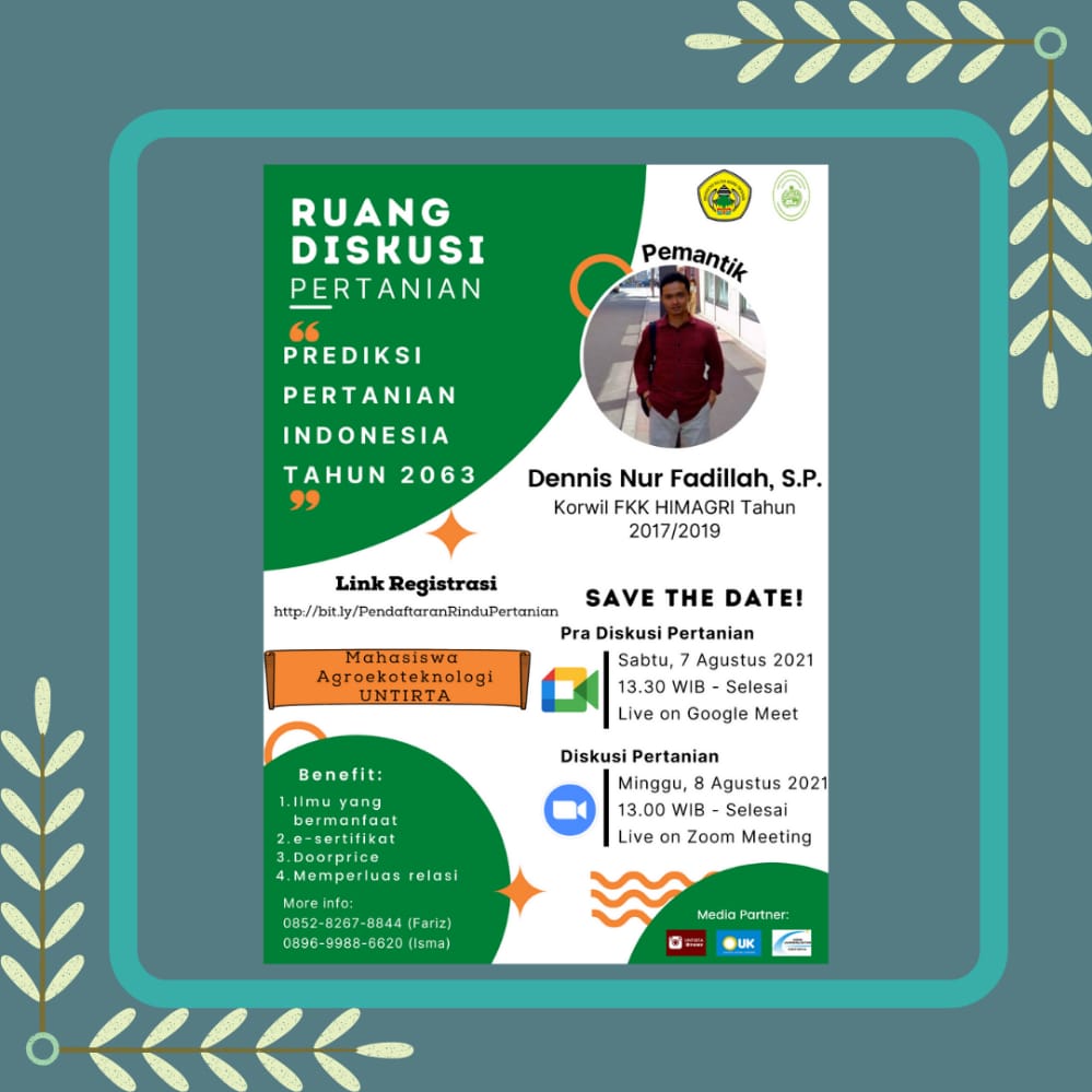 HimagronUntirta's tweet photo. Himagron menggelar kegiatan FGD (Focus Group Discussions) yang diberi nama RINDU PERTANIAN (Ruang Diskusi Pertanian) dengan tema diskusi "Prediksi Pertanian Indonesia Tahun 2063".
Tema ini diambil berdasarkan prediksi dari berbagai lembaga, benarkah begitu? Yu kita cari tahu(1/2) https://t.co/yzYttvKlfs