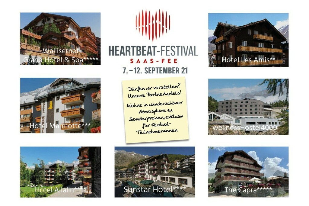FeeHeartbeat's tweet photo. Dürfen wir vorstellen? Unsere Partnerhotels! Wohne in wunderschöner Atmosphäre zu Sonderpreisen, exklusiv für Festival-Teilnehmer*innen. @thecaprasaasfee @lesamis_saasfee @walliserhofsaasfee @hotelallalinsaasfee @sunstarhotelsaasfee #wellnesshostel4000 #… https://t.co/LDqlOQXSha https://t.co/O9RbLXFj1J