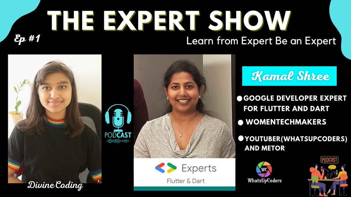 radhikagoswami1's tweet image. The first interview Coming up On The Expert Show is With @whatsupcoders .. Get Ready!! 🥳 🔥
If you want me to ask any of your questions.. do let me know in the comments.
#Flutter #podcast #theexpertshow