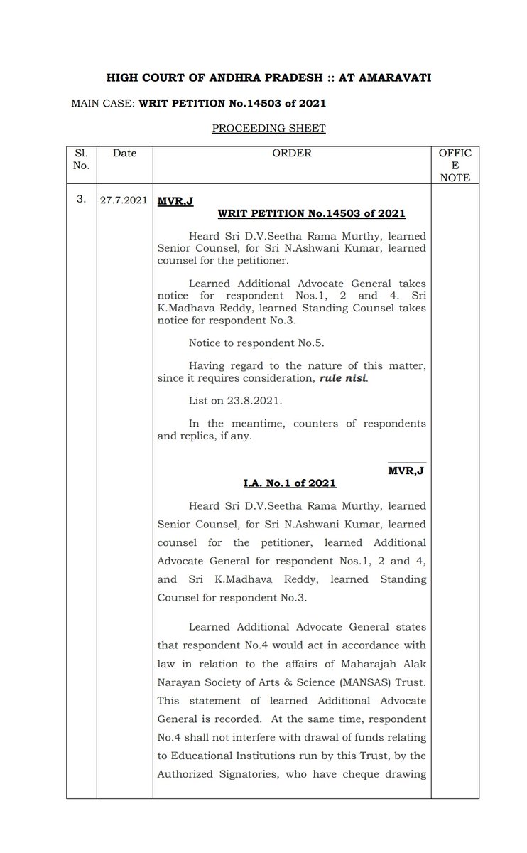 ram_pathivada's tweet photo. #wewantjustice
#saveMansas
#saveMVGR
@IDFC_Bank
@IDFCFIRSTBank
@IDFCFIRST_Help
#IDFCFirstBank
When every other bank deferred to honourable high court order&amp; accepted checks from signature authorized by high court order restored chairman,why is @IDFCFIRSTBank behaving differently? https://t.co/Qthp34IDZd