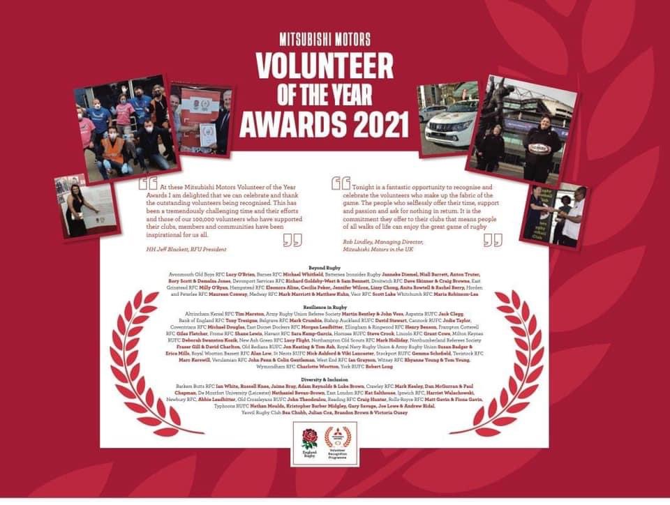 Many congratulations to the 52 England Rugby Mitsubisi Motors Volunteer of the Year nominees that have been selected for the National awards. Especially Henry Benson from Ellingham &amp; Ringwood RFC and Sara Kemp-Garcia from Havant Rfc Enjoy the awards Friday
englandrugby.com/news/article/m…