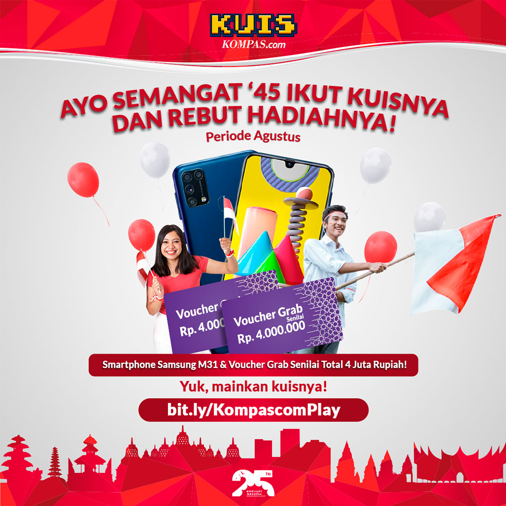 officialnova_id's tweet image. Sahabat NOVA, yuk, ikuti kemeriahan #KuisKompascom spesial bulan Kemerdekaan dan rebut hadiah Samsung M31 dan voucher Grab senilai Rp 4 juta!

Info lebih lanjut klik bit.ly/KompascomPlay18
#Kompascom #MelihatHarapan