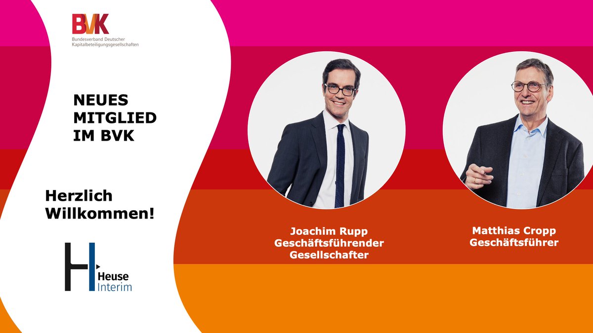 wir_investieren's tweet photo. NEUES BVK-MITGLIED: Herzlich Willkommen Ludwig Heuse GmbH. 
Heuse Interim ist Ihre Adresse, wenn es um persönliche und ergebnisorientierte Interim Management-Lösungen geht. Mehr Informationen erhalten Sie unter https://t.co/0IE6TG239h  
#PrivateEquity #VentureCapital #Interim https://t.co/ZhW7RLxW0B