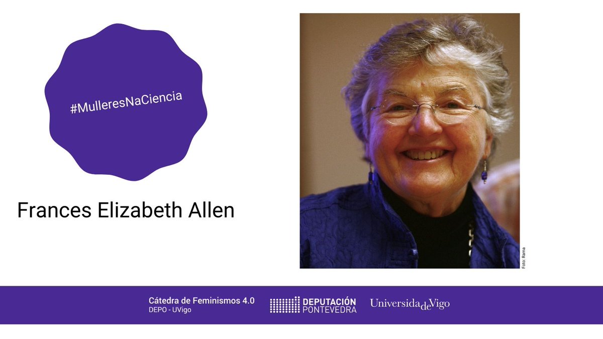 igualdade_uvigo's tweet image. #MulleresNaCiencia 👩‍💻 Frances Elizabeth Allen foi unha #informática que en 2006 converteuse na primeira muller gañadora do #PremioTuring (considerado o #Nobel do sector informático). Hoxe celébrase o aniversario do seu nacemento e pasamento