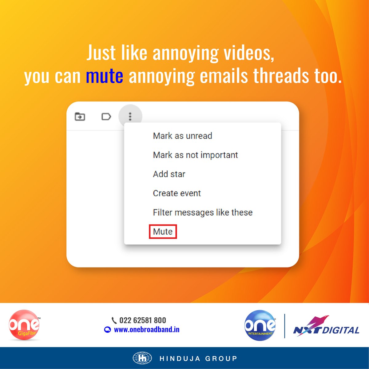 onegigafiber's tweet photo. You can thank us later. 😉
#Email #Mute #EmailThread #OneBroadband #OneHaiTohSabHai https://t.co/CbOl9SQkB8