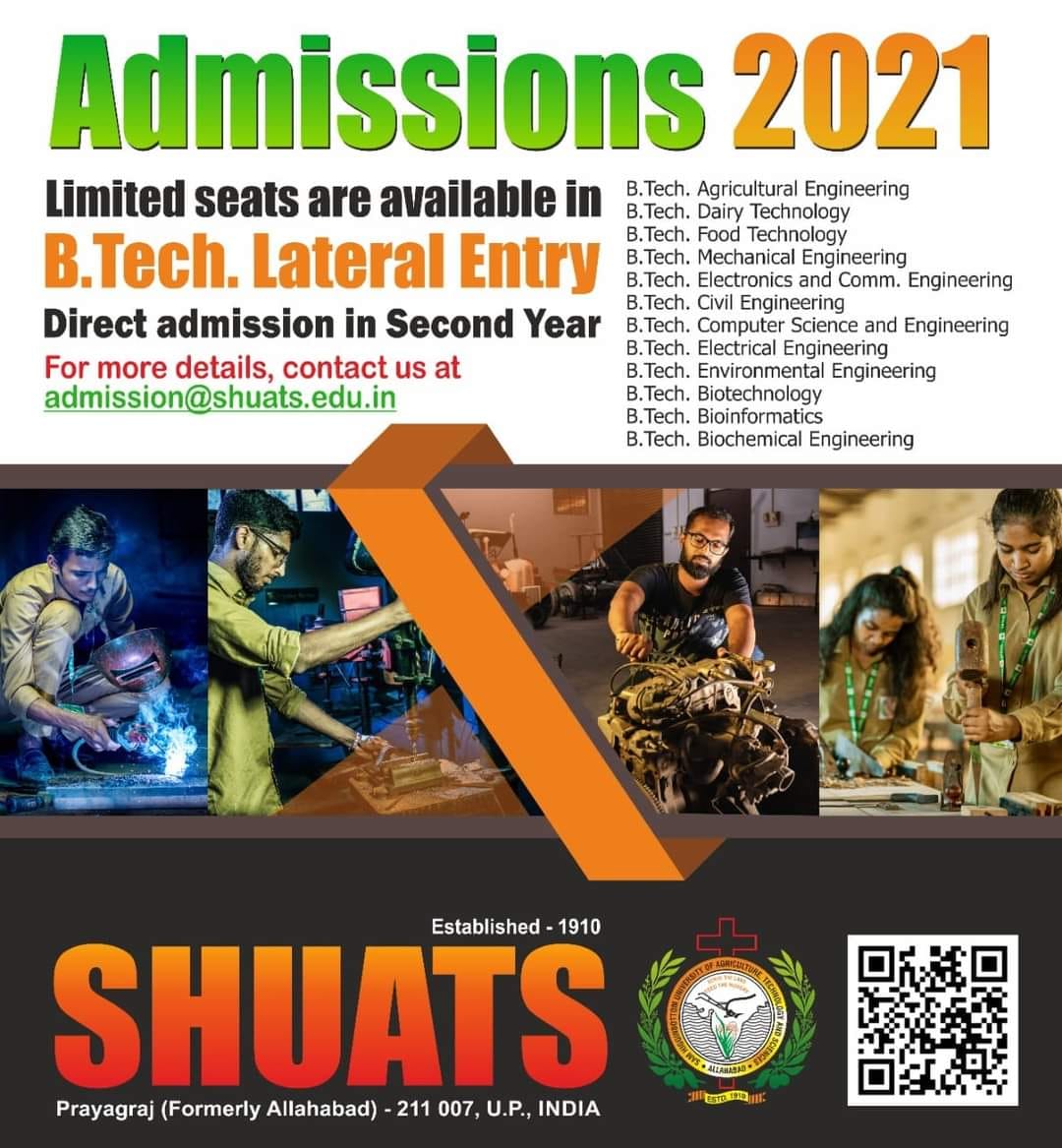 ShuatsM's tweet photo. #shuats #prayagraj #engineering #admission2021 https://t.co/OuZjPneODS