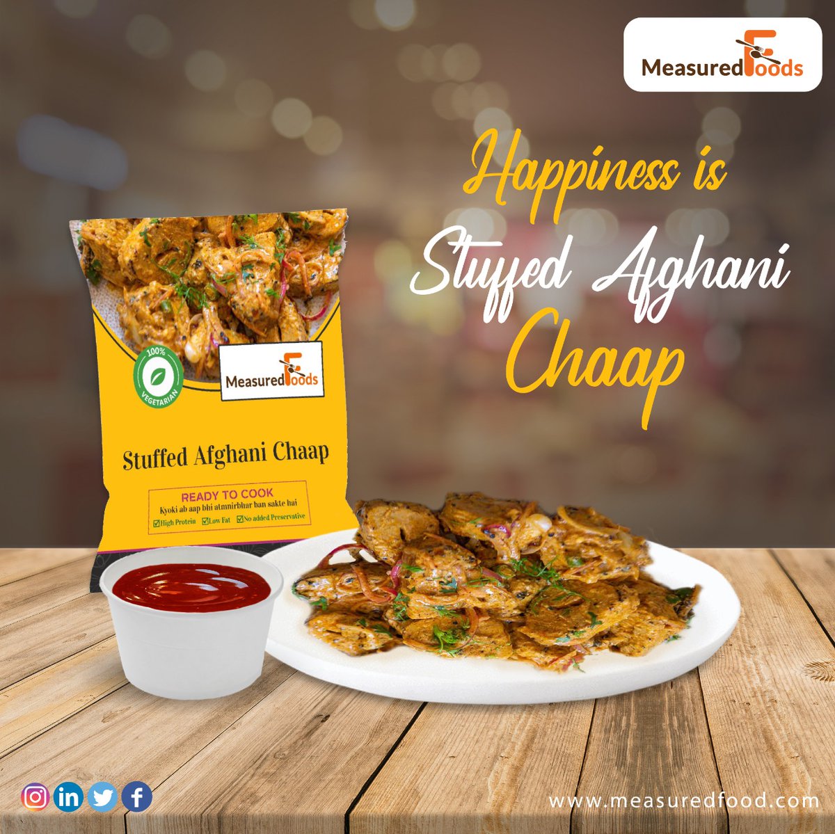 Whenever I hear the words from Measured food that our special and unique recipe is here.  I remember their Stuffed Afghani Chaap full of the magic of taste.

#soyachaap #chaap #foodphotography #foodie #foodblogger #measuredfood #packetfood #foodpacket #readytoeat #readytocook