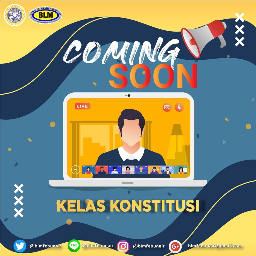 blmfebunair's tweet photo. [COMING SOON KELAS KONSTITUSI 2021]

Halo Warga FEB!
Webinar Kelas Konstitusi 2021 akan segera hadir untuk menambah pengetahuan serta wawasan kita seputar konstitusi dan legislatif. Jadi stay tune di media sosial BLM FEB UNAIR.

#BLMFEBUNAIR2021
#FEBSATU
#AIRLANGGAHEBAT https://t.co/95dC7vHSKn