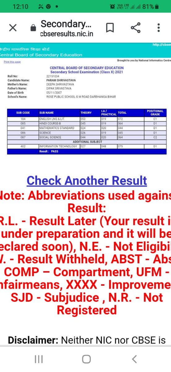 Deepaks070887's tweet photo. @cbseindia29 @EduMinOfIndia @dpradhanbjp @PIB_India @PTI_News @AkashvaniAIR @PIBHindi @DDNewslive Pl..see how your dept. had calculated and published class 10th result. Due to your mistakes, my only son has gone in depression.if he will not recover from their depression then who is responsible for? https://t.co/JDmObN0IGN