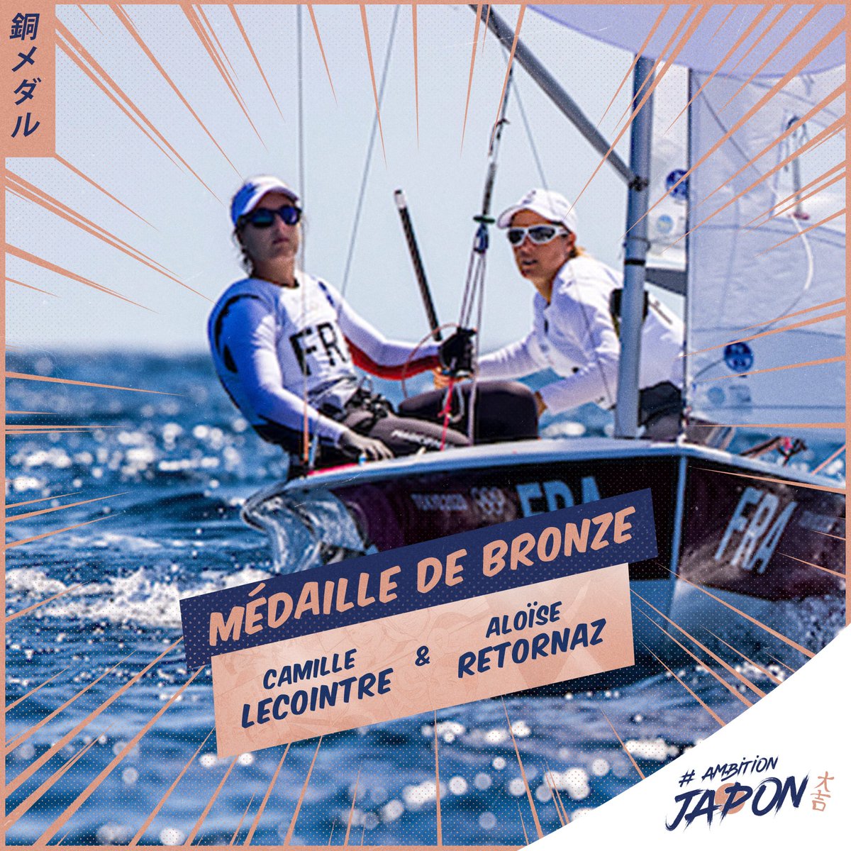 FFVoile's tweet photo. #sailing #Tokyo2020 

Après une finale de tendues entre toutes les leaders, ce sera une belle médaille de #Bronze pour Camille et Aloïse @470objectifOR 

#Bravo les filles https://t.co/FKXBkEkjzY