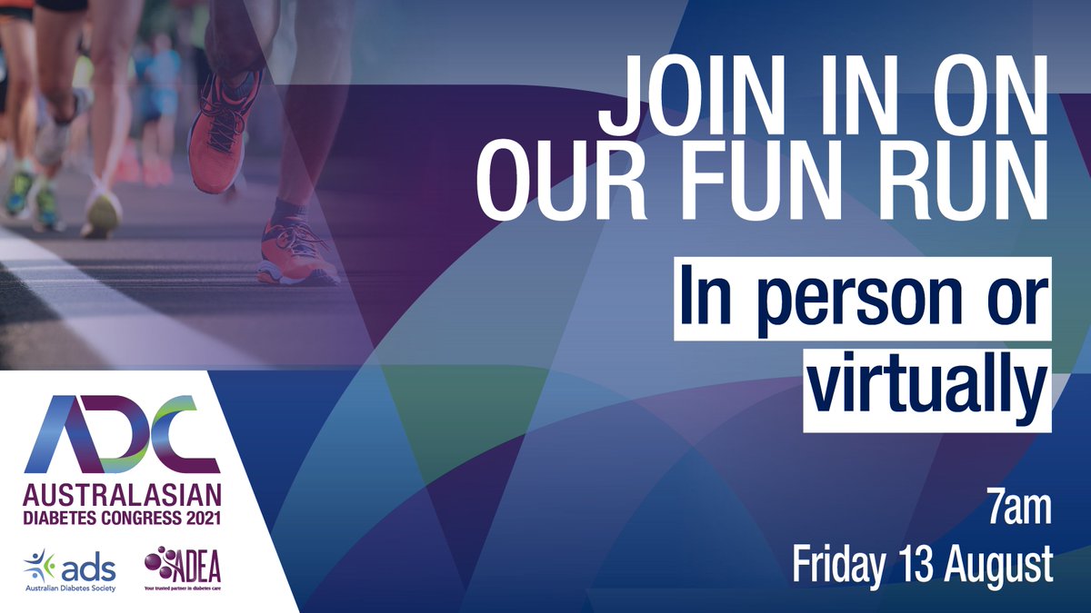 #ADC2021 is virtual this year, however, that does not mean that we will be foregoing all ADC traditions! <a href="/DiabetesCEO/">ADS CEO</a> will be doing the annual fun run on Friday 13 August at 7am - join physically in Melbourne (with social distancing) or virtually. 
diabetescongress.com.au/program/fun-ru…