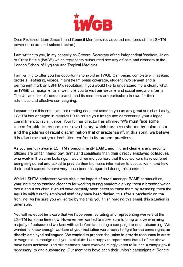 IWGBUoL's tweet photo. 🚨BREAKING NEWS🚨

The IWGB union has given a deadline to @LSHTM : Bring your cleaners, security and porters IN-HOUSE NOW! 

DEADLINE DAY is set for August 30👀

End OUTSOURCING or face a powerful campaign from LSHTM'S outsourced workers and the @IWGBunion 🔥

Whatch this space! https://t.co/v0Hl7iFHET