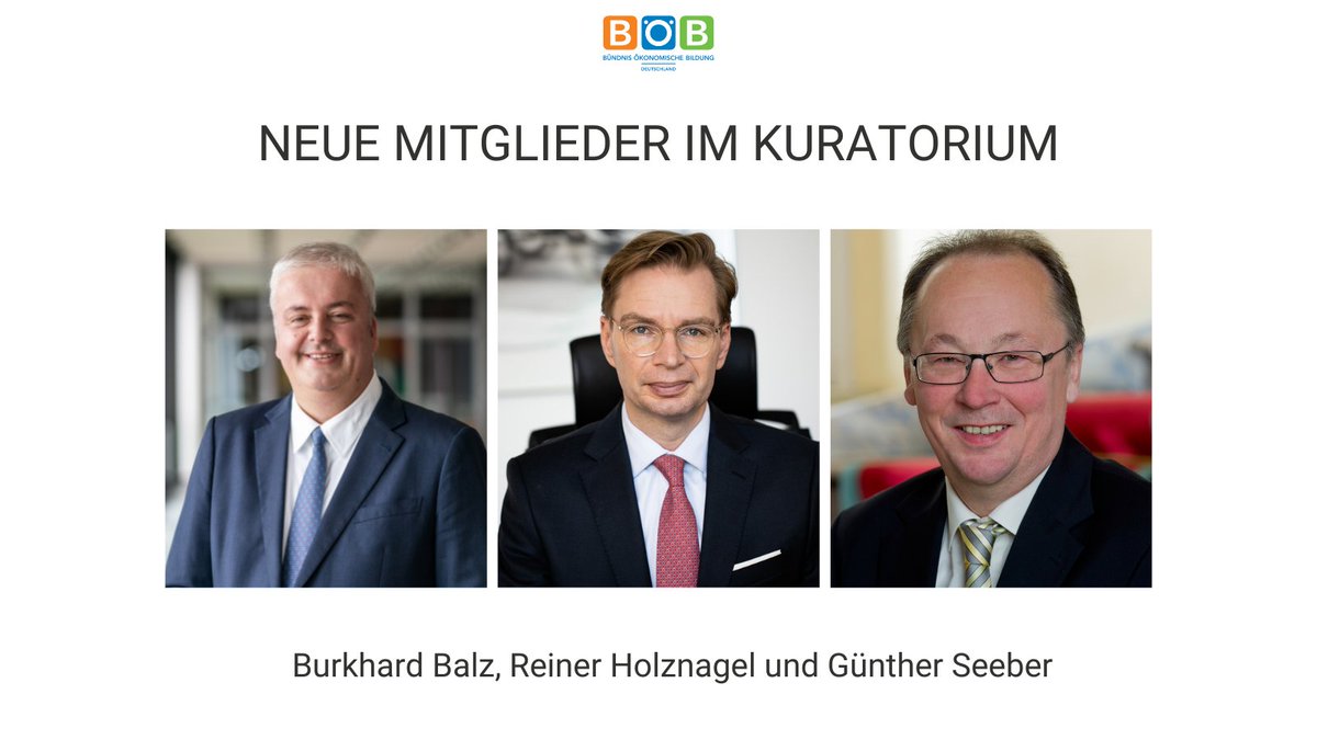 boeb_net's tweet image. Wir begrüßen @burkhardbalz, @HolznagelReiner und Professor Günther Seeber im Kuratorium. Mit ihren Erfahrungen und Netzwerken bringen sie wichtige Fach- und Sachkompetenzen aus relevanten Bereichen der Gesellschaft ins #boeb_net ein. Wir freuen uns auf die Zusammenarbeit!