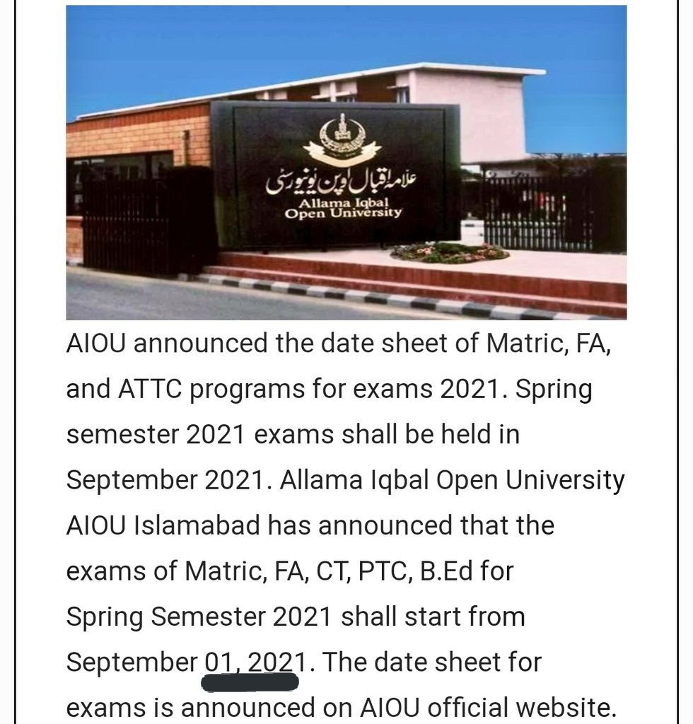 ATPakOfficial1's tweet photo. @RajabAbdullah14 Bhai ye Allama Iqbal Open University kay exams hain!
See screenshot!!! https://t.co/GM0xnzf3jw