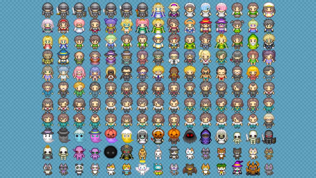 ট ইট র ぴぽ ぴぽや倉庫 素材追加 ぴぽや32 32キャラクターなんとかj用キャラチップ素材 出力画像 A 画像合成アプリで出力したものと 一部別で公開していた素材をまとめたものになります ゲーム制作 ピクスクアバターなどにご使用ください 改変もok