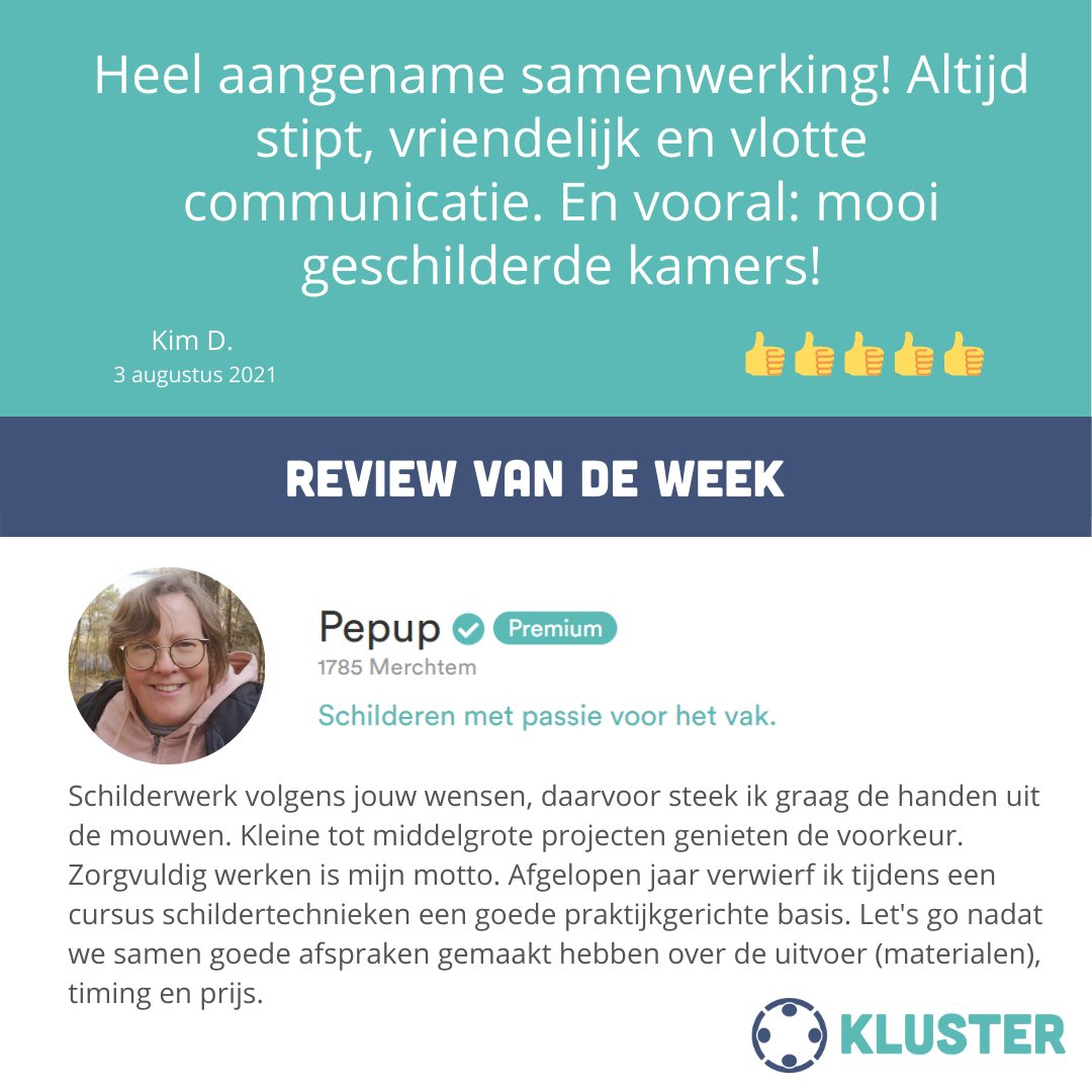 Kluster_work's tweet photo. Wanneer de passie voor de klus ervoor zorgt dat het hele plaatje klopt! 🙌 Proficiat met de mooie review, Nancy van Pepup! 😉

💬 Spreek Pepup aan! https://t.co/xSY2f5VWd2
📌 Plaats een zoekertje: https://t.co/Vz6WFO0AOI

#reviewvandeweek #deeleconomie #schilderklus https://t.co/vqbQslC2TQ