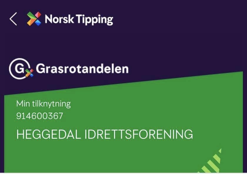 Husk at du kan gi Grasrotandelen din til Heggedal Idrettsforening 💚