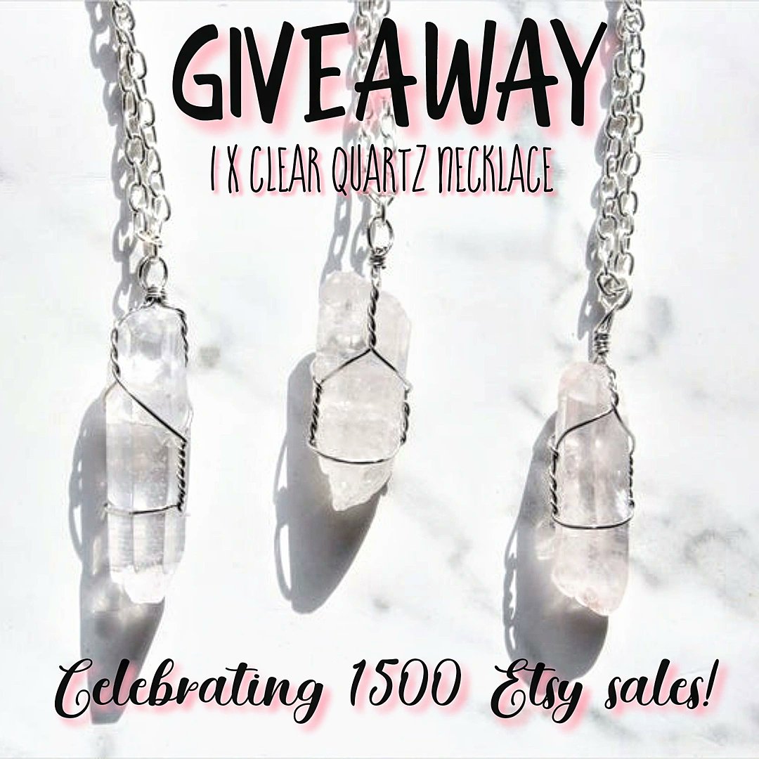 ElinElizabethUK's tweet photo. I'm doing a giveaway of a clear quartz necklace to celebrate reaching 1500 sales on Etsy! Enter on my Instagram post ➡️ https://t.co/LsVxqPekYG 💖 #giveawayuk #earlybiz #etsyseller #giveawayalert #smallbiz #clearquartz https://t.co/7w3sZKjCRz https://t.co/AFekBRcIIN