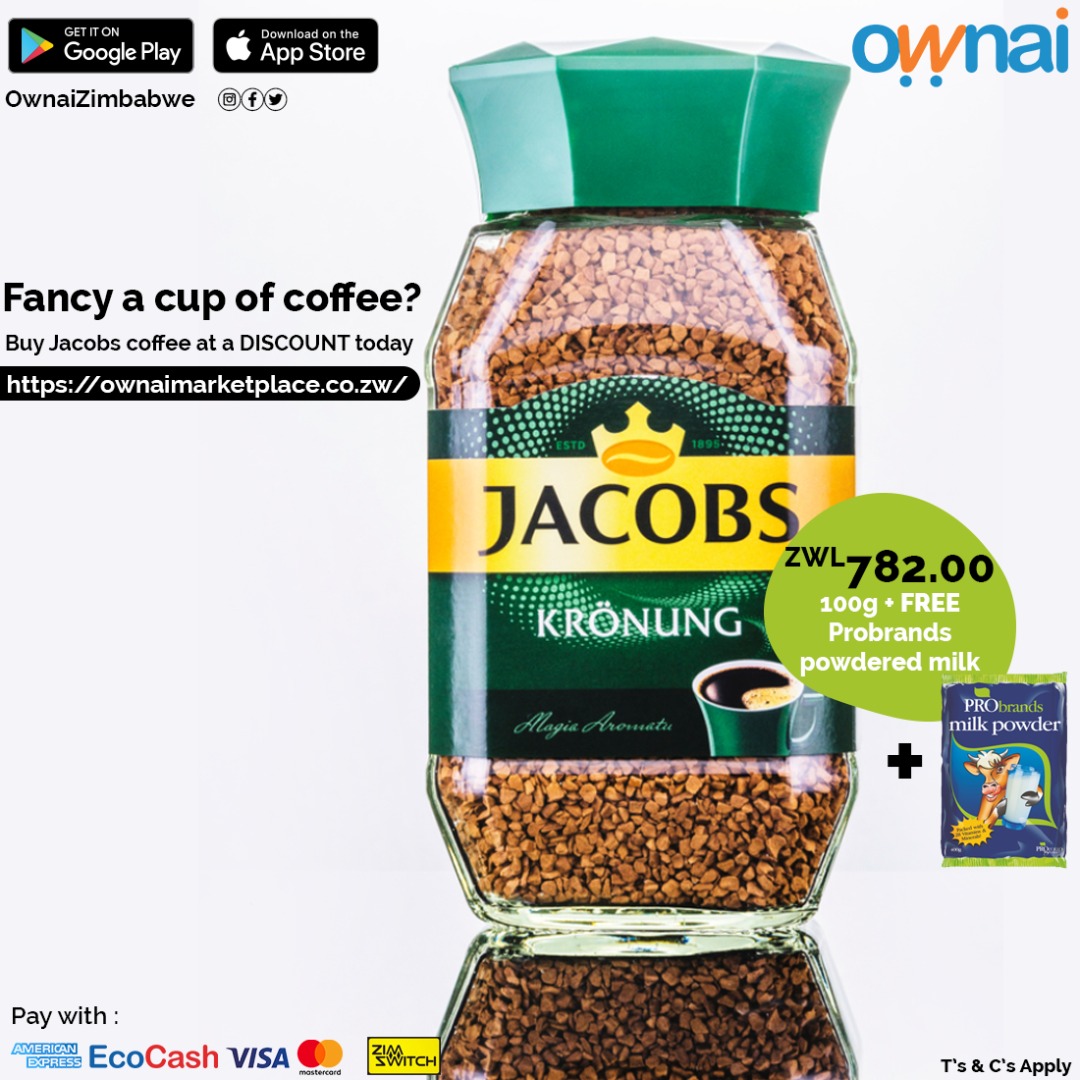 ownaizimbabwe's tweet photo. Visit https://t.co/POFaHvyxl0, buy Jacobs Coffee and get a FREE Probrands powdered milk. #ownaizimbabwe #onlineshopping https://t.co/qYWU2gE6L1