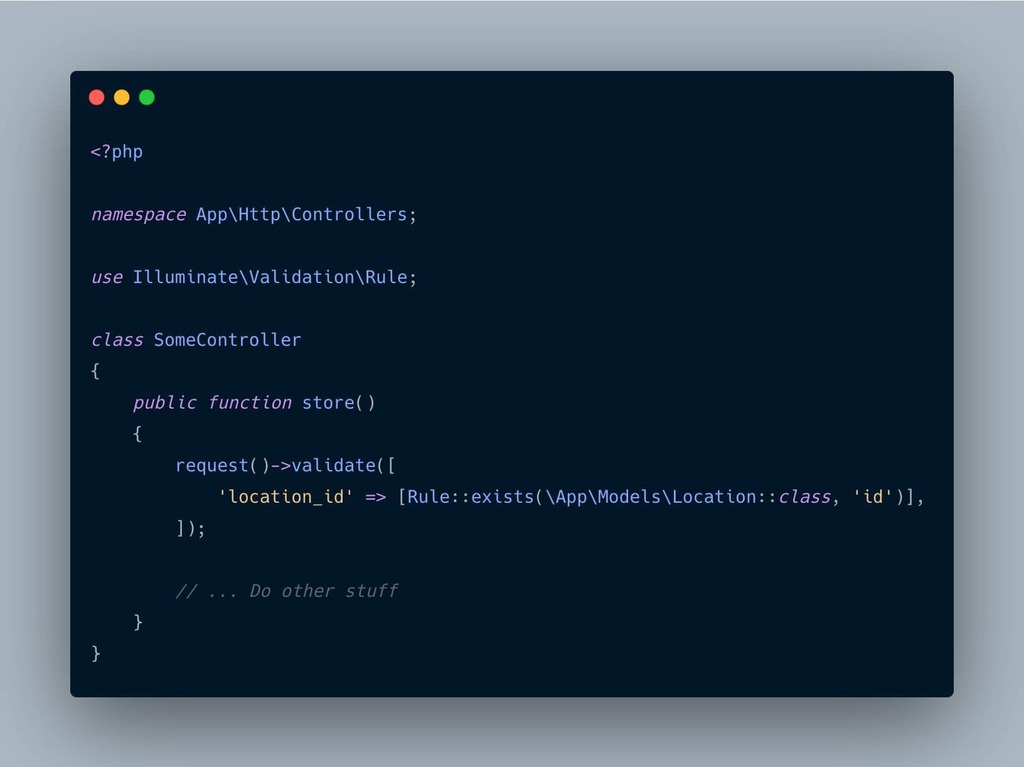 A7med__404's tweet image. 🔥 Like many other Laravel components, when specifying the table name for the "exists" validation rule, you may pass a reference to a model class. This comes in especially handy when the model is using a database connection other than the default.
#laravel_tips 
#a7med404