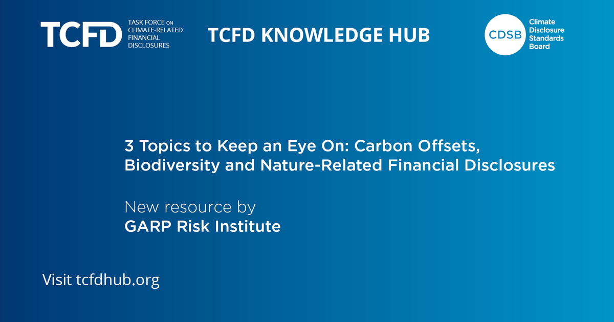 CDSBglobal's tweet photo. 3 Topics to Keep an Eye On: #CarbonOffsets, #Biodiversity &amp; #Nature-Related Financial Disclosures. In this episode of @GARP_Risk Podcast, Rebecca Self, @self_rebecca,  @southpoleglobal, discusses three important climate-related issues. https://t.co/RU5thwobLt #TCFDHub https://t.co/p69DYZJfJK