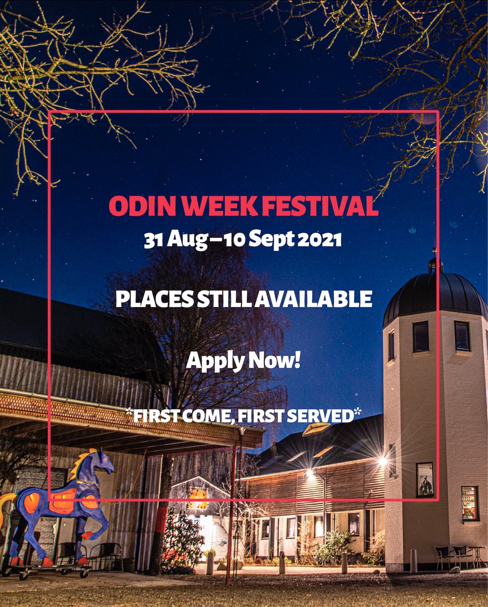 ODIN WEEK FESTIVAL 31 Aug – 10 Sept 2021
PLACES STILL AVAILABLE – Apply Now!
*FIRST COME, FIRST SERVED*

Application form / read more: odinteatret.dk/calendar/odin-…

#odinteatret, #nordiskteaterlaboratorium, #theatre, #actor, #art, #performingart, #diversity, #Holstebro