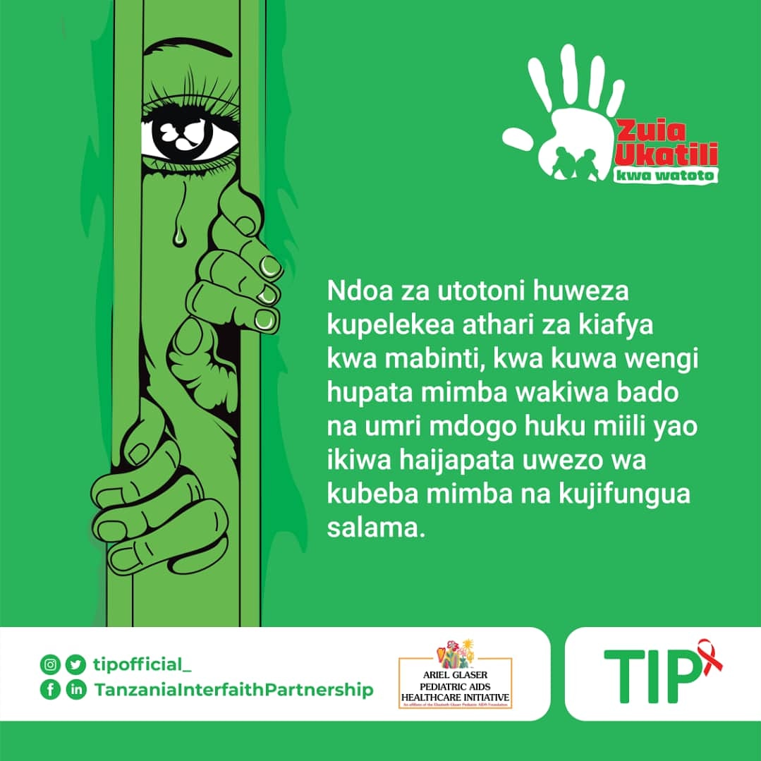 SelelekoM's tweet photo. Ungana nami kuzipinga Ndoa za utotoni kwa lengo la kusaidia Watoto wa kike kutimiza ndoto zao.
#RafikiKapimeHIV
#ZuiaUkatiliKwaWatoto
@TIPOfficial__ 
@agpahi 
@ccm_tanzania 
@CloudsMediaLive 
@bunge_tz 
@ummymwalimu 
@FranciscoMafuru 
@RJishoni 
@GadsonDiana
@wizara_afyatz https://t.co/SJhELvVkoe