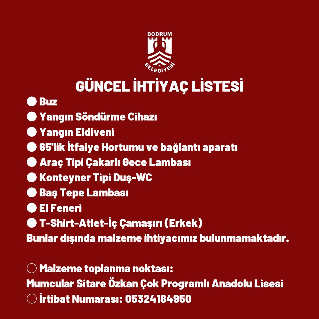 GÜNCEL İHTİYAÇ LİSTESİ❗