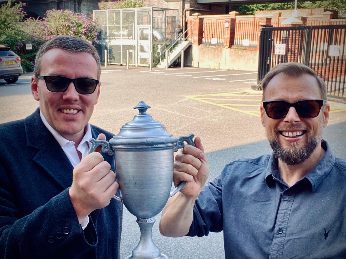 #DKWcup successfully handed over to @Dr_Andy_Green to continue it’s journey through Leicestershire. Good luck to all taking on the Loughborough to Leicester leg of the #2021UGLEchallenge    @UGLE_GrandLodge @LeicsFreemasons @NottsMasons @ByronClub @TheSquareMag