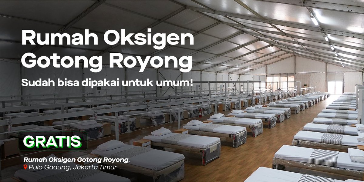 gojekindonesia's tweet photo. KABAR BAIK HARI INI:
Rumah Oksigen Gotong Royong sudah beroperasi, GRATIS!

Detail info bakal aku share di THREAD ini ya gaes. Minta tolong bantu sebarin ke mereka yang membutuhkan 🙏 https://t.co/R82g22IF1Z