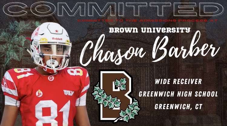 Chasonbarber's tweet photo. 🐻COMMITTED🤎🤍 
@GreenwichFB @BrownUFootball https://t.co/CSO259PVoi