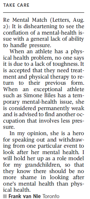 MFMHTO's tweet photo. Why are mental health and physical health treated differently? Letter to the editor of the Globe and Mail. https://t.co/EMeIudZZGN