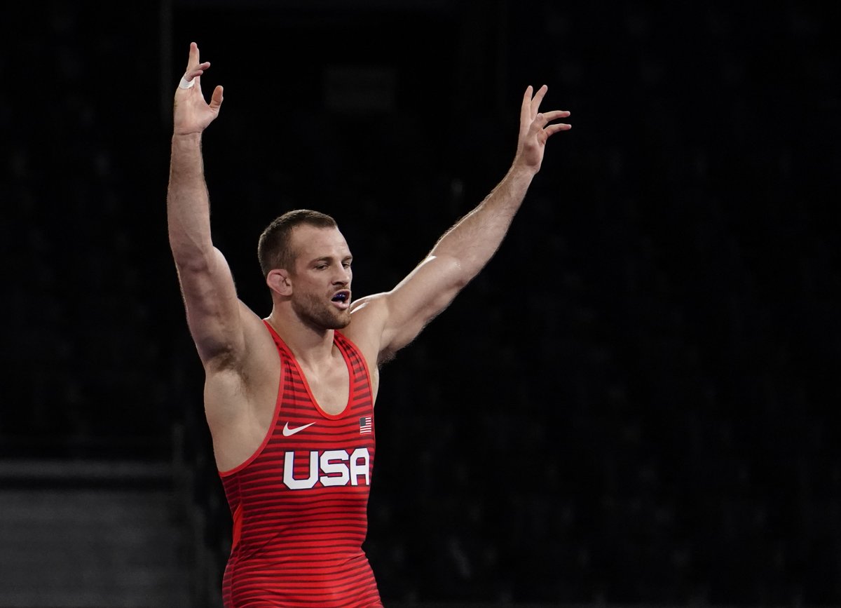 NCAAWrestling's tweet photo. What a showing from @magicman_psu! The 2x #NCAAWrestling national champion from @pennstateWREST, put up 3-straight tech falls to earn a spot in the 86 kg #Tokyo2020 finals. Taylor will face 2016 Olympic gold medalist Hassan Yazdani of Iran.

#OlympiansMadeHere https://t.co/B9CVwIs73B