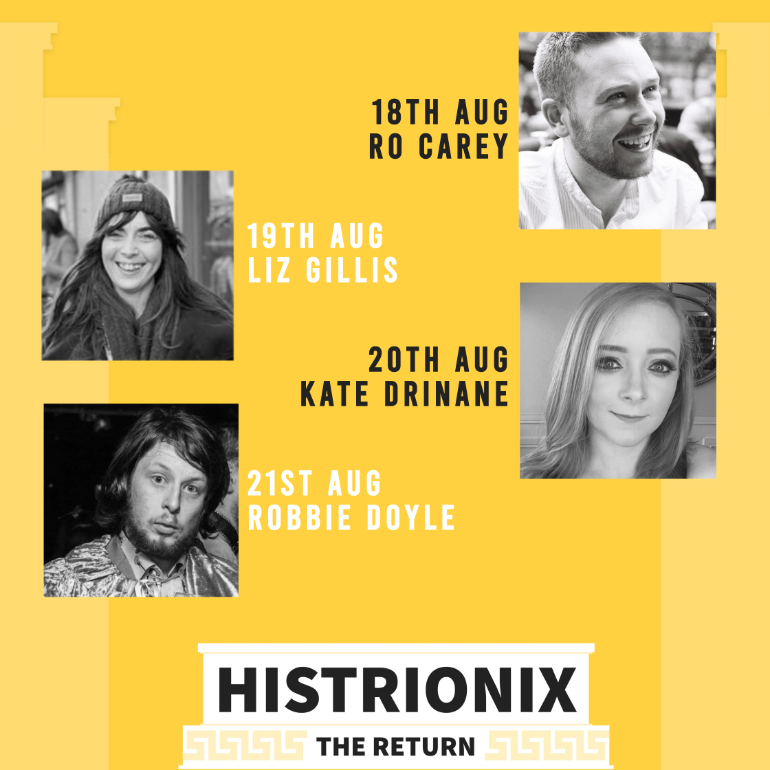 markcantan's tweet photo. Here's our amazing line up of historians for Histrionix:
18th = @RonanCareless 
19th = @lizgillis191623 
20th = @katedrinane 
21st = Robbie Doyle 

Come learn some, laugh some, get totally confused about what actually happened some!

https://t.co/szusAJWjNL

@smockalley https://t.co/DrWpWfBmPw