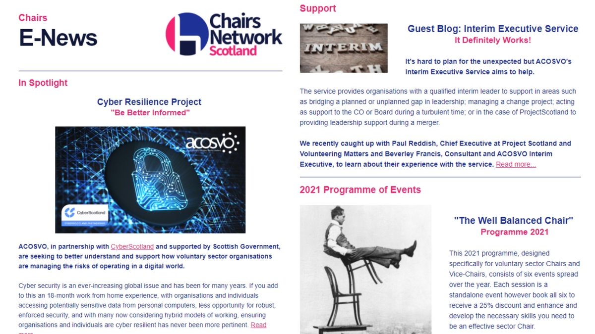 Have you read latest Chairs Network Scotland E-News? Info about Cyber Resilience Project, upcoming events, Interim Executive service and more. Don't miss it! Visit: mailchi.mp/c34042600376/c…]
@ACOSVO