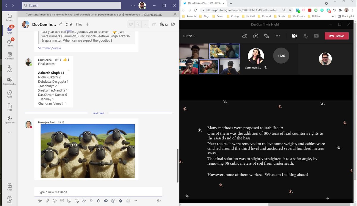 aakarsh7's tweet image. That makes it two trivia wins in a week at @CernerEng  #DevCon Trivia. Amazing fun. 

Thanks to the hosts Elliott Hoffman for the KC Trivia and @MishraTashi for the India Trivia. Amazing decks and lovely hosts. 

Signing off till the next time. 

#CernerDevCon