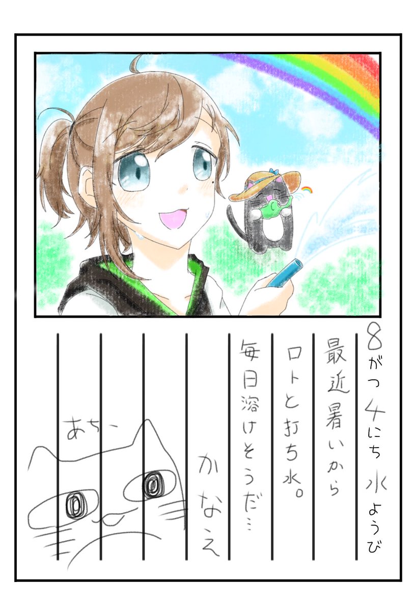 極力1枚描く月間
4日目

打ち水🌈 
 #かな絵 