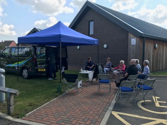 YourRCC's tweet photo. The residents have been enjoying free drinks and a chat at Scraptoft Community Hub today. The community here have been so welcoming and kind. They have really enjoyed our coffee van and it has really helped this community bring people together. #ruralcoffeeconnect #RCC https://t.co/XY1zJ7EfyU