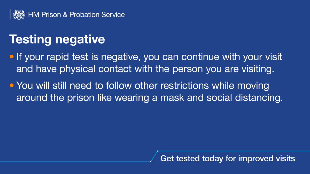 We are now testing social visitors so they can have contact with the people they are visiting. If you wish to be tested please arrive an hour early
