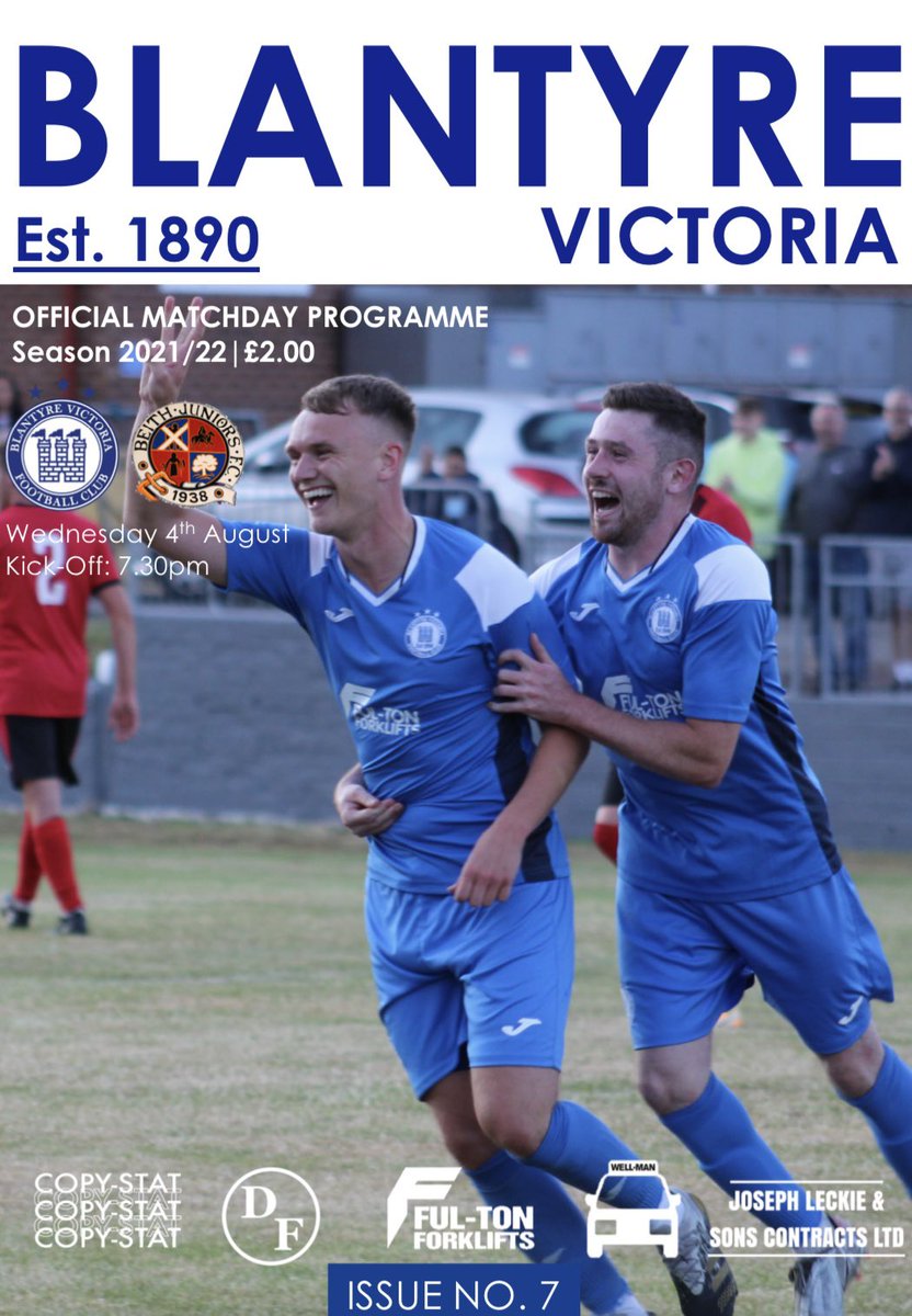 📖MATCHDAY PROGRAMME | We have printed extra programmes for tonight’s match having sold out well before kickoff in our previous two home games. Make sure and pick up your copy at the gate for just £2!

👉24 pages 
👉Auchinleck Review
👉Matchday Preview 
➕Much, much more!